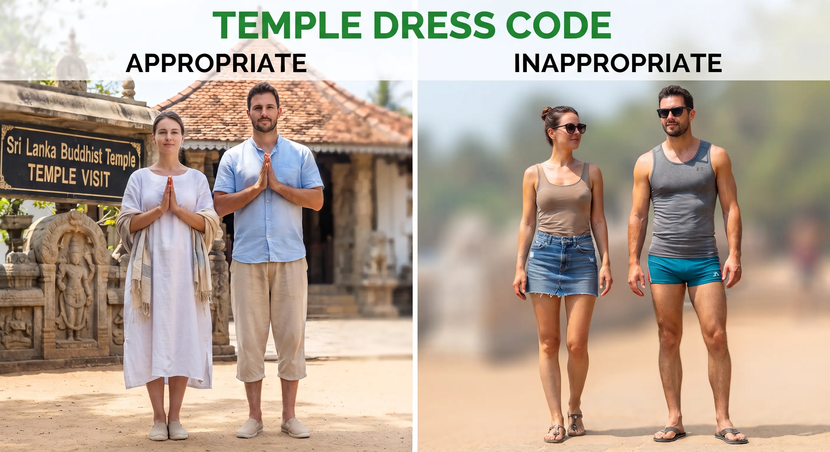 Sri Lanka Temple Dress Code Appropriate vs Inappropriate